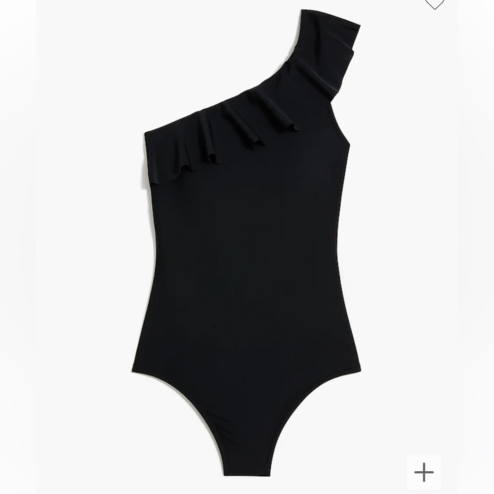 J.Crew Factory Ruffle one-shoulder one-piece swimsuit Size XL Black